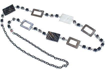 Design 15133: black,gray,white jasper contemporary necklaces