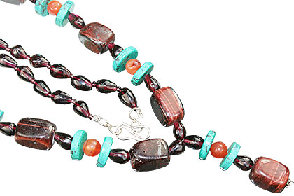 Design 15181: red,multi-color multi-stone necklaces