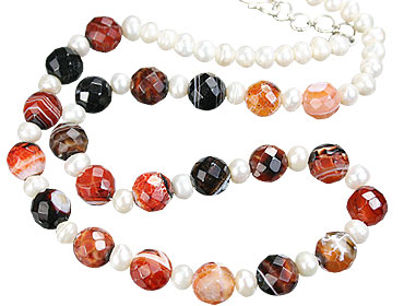 Design 15268: brown,white pearl necklaces
