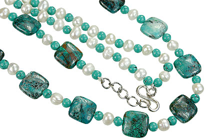 Design 15272: green,white pearl necklaces