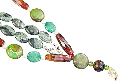 Design 15283: multi-color carnelian necklaces