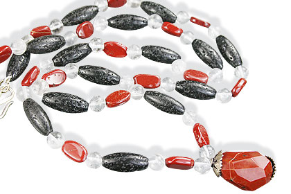 Design 15285: red,multi-color lava necklaces
