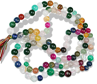 Design 1553: multi-color multi-stone religious, rosary necklaces