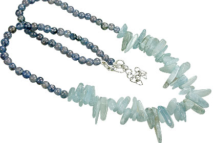 Design 15558: blue,multi-color aquamarine chipped necklaces