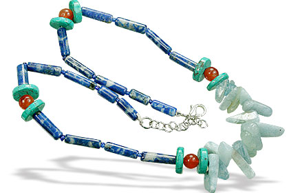 Design 15572: blue,multi-color lapis lazuli necklaces