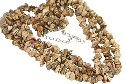 Design 16417: black,brown,white jasper chipped necklaces