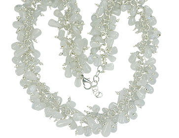 Design 16464: black,white aquamarine clustered necklaces