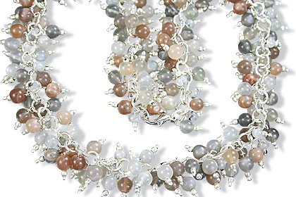 Design 16468: multi-color aquamarine clustered necklaces
