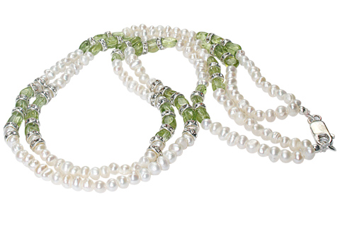 Design 165: green,white pearl multistrand necklaces