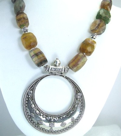 Design 1691: yellow fluorite necklaces