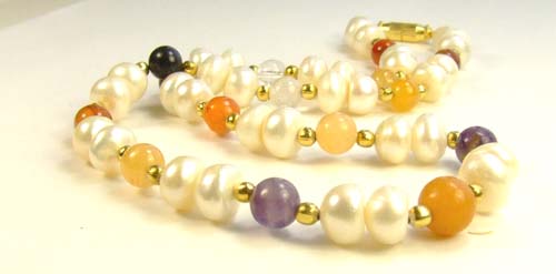 Design 1854: multi,white pearl necklaces