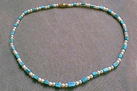 Design 209: blue,white pearl simple-strand necklaces