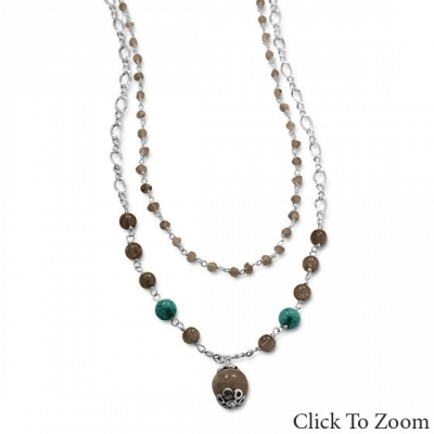 Design 21731: multi-color multi-stone classic necklaces