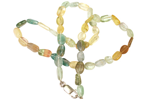 Design 270: yellow, purple fluorite necklaces