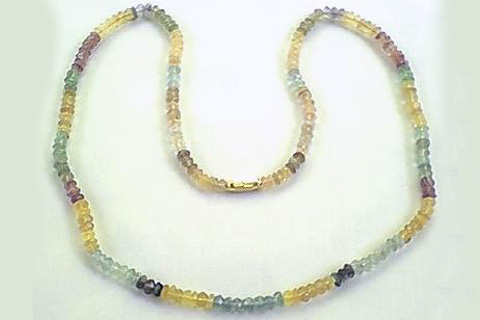 Design 272: yellow, purple, blue fluorite necklaces