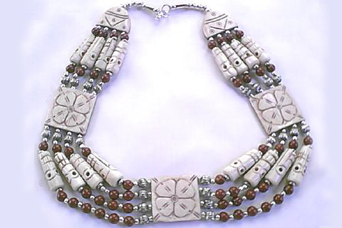 Design 281: red,white jasper ethnic necklaces