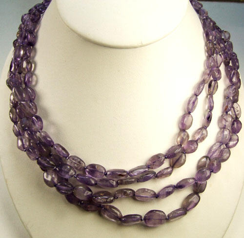Design 3018: purple amethyst multistrand necklaces