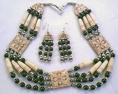 Design 302: black, white onyx ethnic, flower necklaces