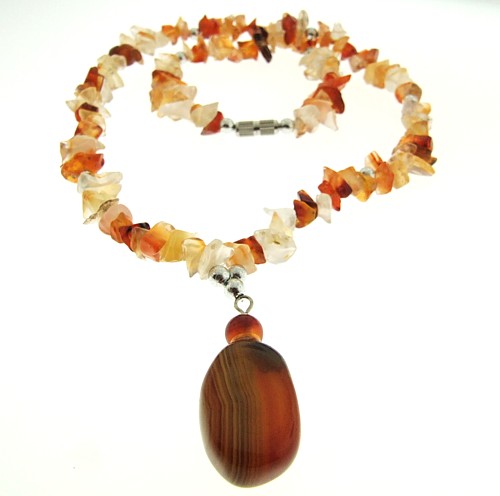 Design 3049: orange carnelian necklaces
