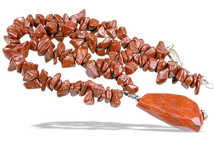 Design 3053: orange,red jasper chipped, drop, pendant necklaces