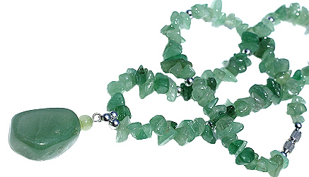 Design 3055: green aventurine chipped, drop necklaces
