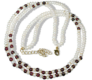 Design 3116: red,white pearl multistrand necklaces