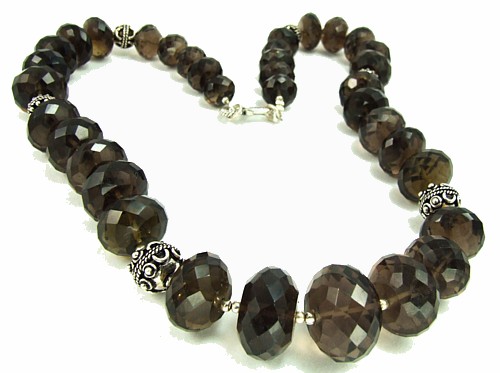 Design 3117: gray smoky quartz necklaces