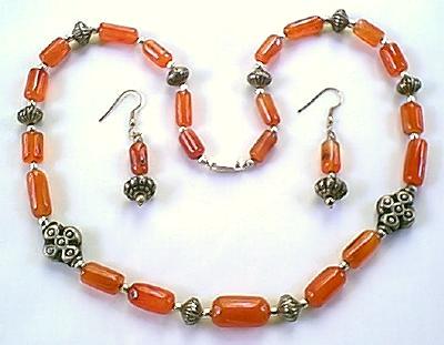 Design 324: orange carnelian ethnic necklaces