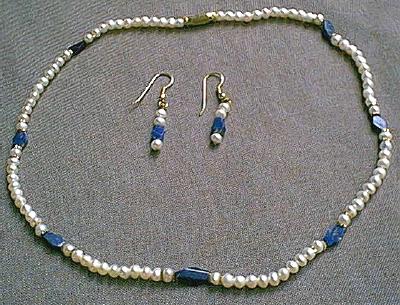 Design 325: blue,white pearl necklaces
