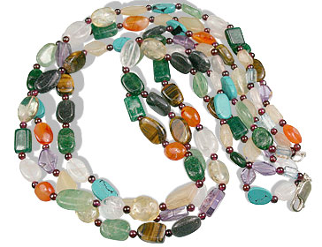 Design 414: multi-color multi-stone multistrand necklaces