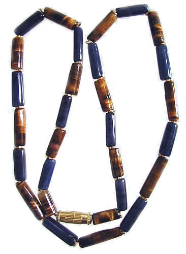 Design 451: brown,blue tiger eye necklaces
