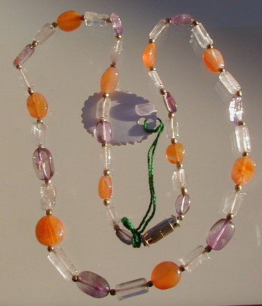 Design 463: orange,purple,white amethyst necklaces