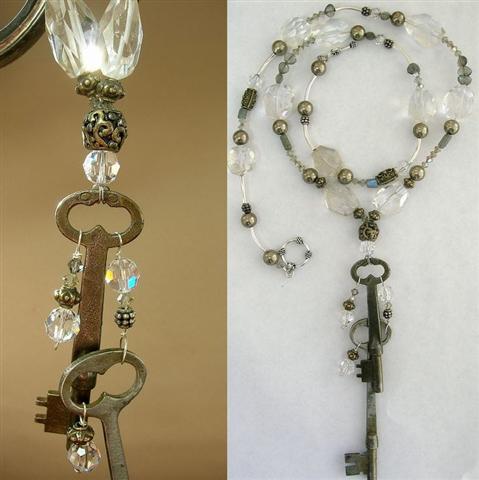 Design 5138: multi-color crystal key necklaces