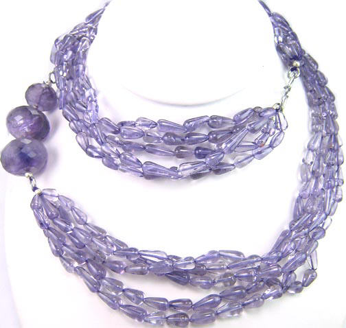 Design 5484: purple amethyst multistrand necklaces