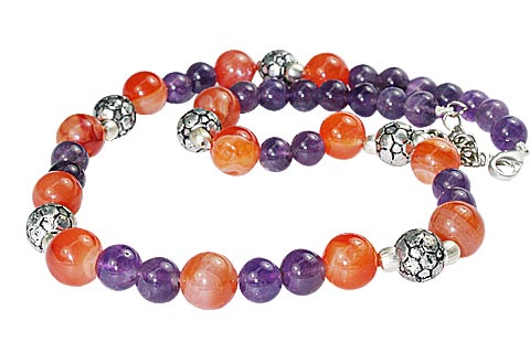 Design 5506: orange,purple carnelian necklaces