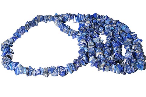 Design 5514: blue lapis lazuli chipped necklaces