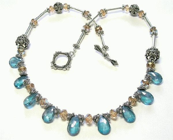 Design 5613: blue,gold blue topaz necklaces