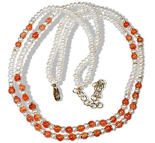 Design 595: orange pearl multistrand necklaces