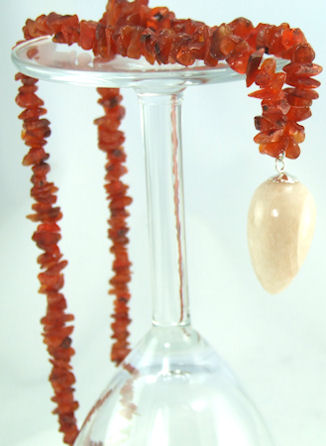 Design 5997: orange,white carnelian chipped necklaces