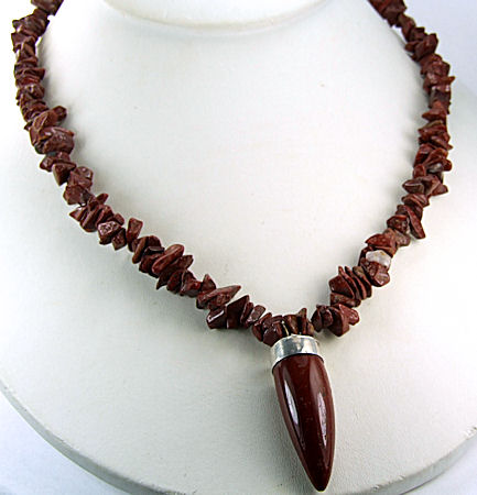 Design 5998: brown jasper chipped, claw, mens necklaces