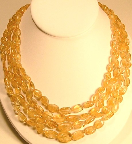 Design 603: yellow citrine multistrand necklaces