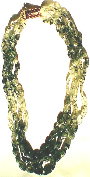 Design 605: green rotile multistrand necklaces