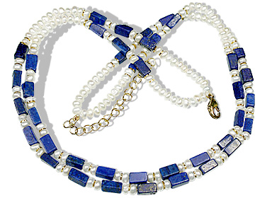 Design 612: blue,white pearl multistrand necklaces