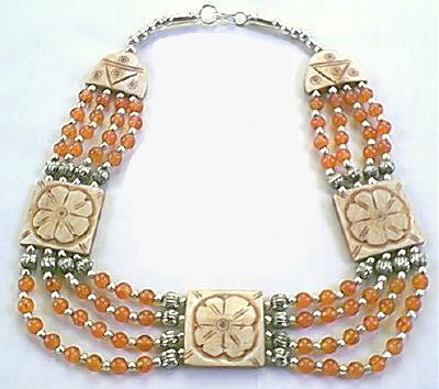 Design 62: orange carnelian flower necklaces