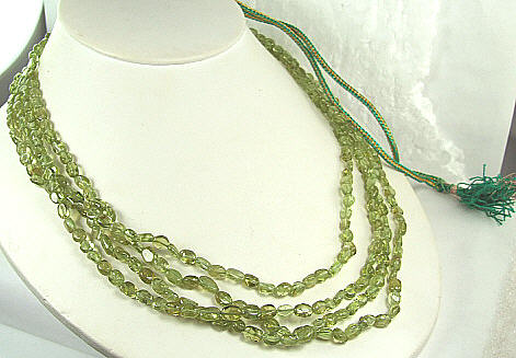 Design 6305: green peridot multistrand necklaces