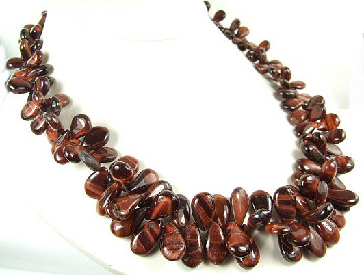 Design 6306: brown tiger eye drop necklaces