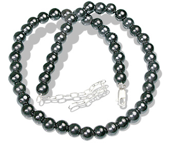 Design 631: black,gray hematite halloween, mens, simple-strand necklaces