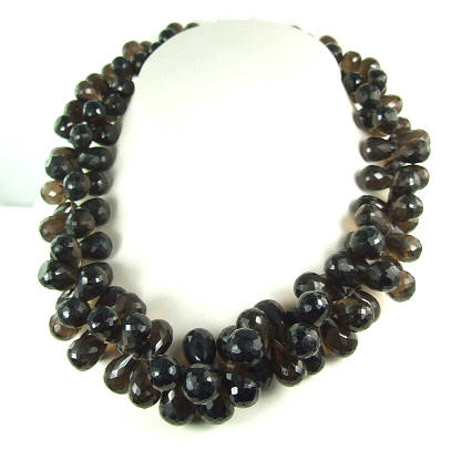 Design 6323: brown smoky quartz drop necklaces