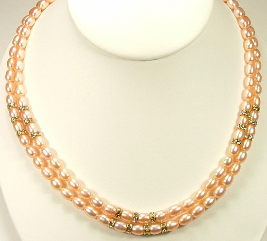 Design 634: pink pearl multistrand necklaces
