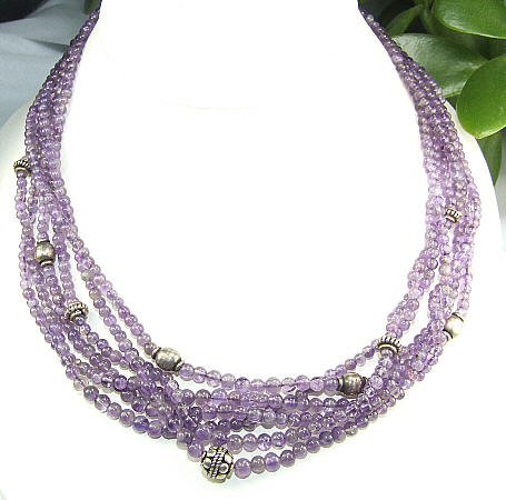 Design 6483: purple amethyst multistrand necklaces